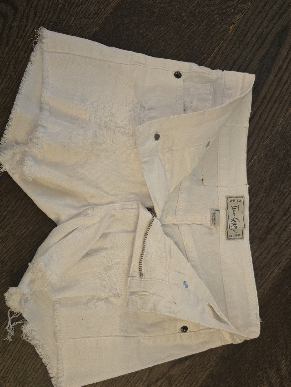 Distressed White Denim Shorts